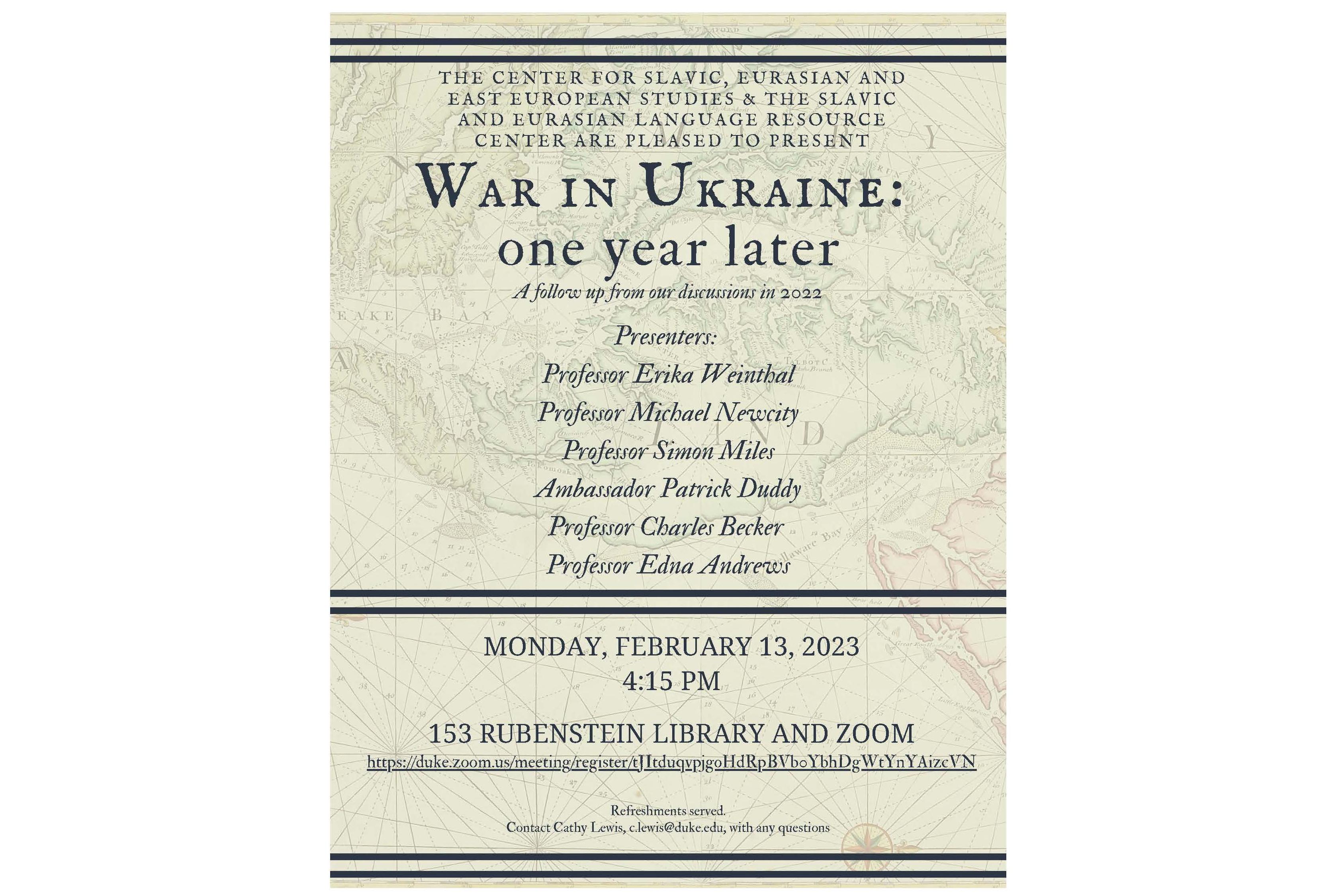 War in Ukraine - one year later flyer Feb 13 415 pm